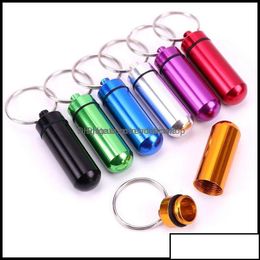 Keychains sleutelhangers mode -accessoires waterdichte sleutelhanger aluminium pil doos kas fles cache houder container sleutelhanging medicijn pa ot1iw
