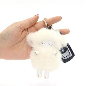 Keychains sleutelen vrouwen in de zak hanger Key-Chain schattige schapen echte bont auto-charm-pending
