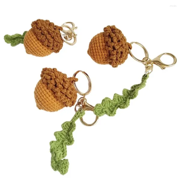 Keychains de tejidos DIY DIY Crochet Pino Cono Cono Accesorios Accesorios Planta Verde marrón verde