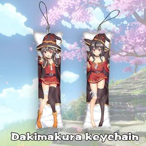 Porte-clés Konosuba Megumin Dakimakura Porte-clés double face Anime Corps Mini Porte-clés Ornement Cosplay