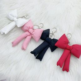 Keychains Corea Trendy 3d Bowknot Keychain Sweet Bow Keyring para niñas Bolsa de moda Mochila colgante Decoración colgante Pareja regalos