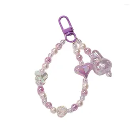 Keychains coréens perle de mode Keychain mignon paillettes Love rose papillon poupée clés de porte-clés décoration accessoires de bijoux