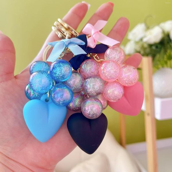 Porte-clés Mode coréenne mignon coeur perle Bowknot porte-clés pour femmes filles voiture porte-clés chaîne anneau sac charme accessoires pendentif