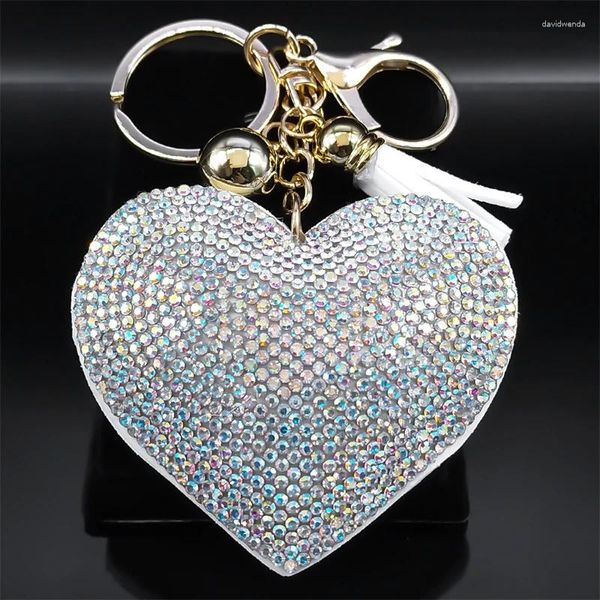 Keychains Fashion coréenne Righine brillante Amour Heart Keychain pour femmes Blancs Metal Metal Sac Courti Sac Charme Bijoux Llaveros Kzzz199S01