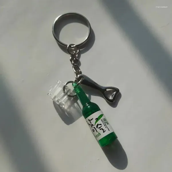 Keychains Kelean Soju Bottle Keynchain avec verre d'ouvreur