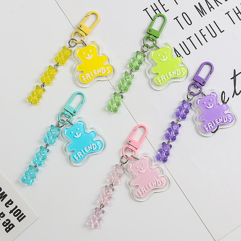 Keychains Korean Version Of The KeychainFriend Gift Keychain Acrylic Bear Female StudentSchoolbag Airpods Earphone Cover Llaveros