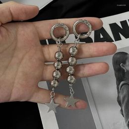 Porte-clés Kpop Punk Argent Couleur Star Pendentif Porte-clés Collier De Perles Pour Hommes Femmes Street Hip Hop Anneaux Esthétique Grunge Bijoux Y2K
