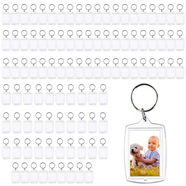 Porte-clés L5YA Blank Po Insert Translucide Clear Acrylique Porte-clés Double face Pos Petits cadres photo pour cadeaux de famille