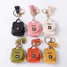 Sleutelhangers Lanyards 1 gepersonaliseerde en schattige Kawaii mini-tas sleutelhanger vintage nieuwe hoofdtelefoon auto portemonnee hanger lederen munt portemonnee mini handtas accessoire J240330