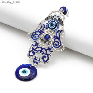 Keychains Lonyards 1 morceau de Trkiye Blue Eye of Evil Key Chain Glass Glass Hamsa Mur-clés peints à la main bijoux pour femmes DIY FATIMA GAGEAU PEPTABLE À LA MAIN Y240417