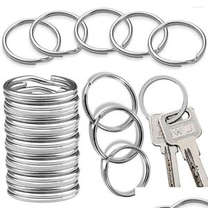 Porte-clés Longes 10/25pcs Sier Plaqué Métal Porte-clés Anneau Split Keyfob Porte-clés Anneaux Femmes Hommes Accessoires De Bricolage En Gros Drop D Dhrmm