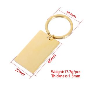 Porte-clés Longes 10 pièces 27x45mm miroir poli en acier inoxydable Rectangle porte-clés vierges pour cadeaux souvenirs femmes hommes clé de voiture bijoux 231027