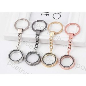 Keychains lanyards 10 stcs/lot 30 mm strass Regeren Ronde Floa ting medaTet Key Chains Glass Living Magnetic Charmet Locket Keychain