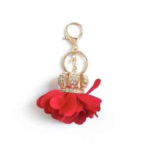 Porte-clés Longes 10pcs / lot filles bijoux de mode fleurs couronne pendentif porte-clés sacs ornement cadeau de fête pour femmes accessoires drop dhmvl