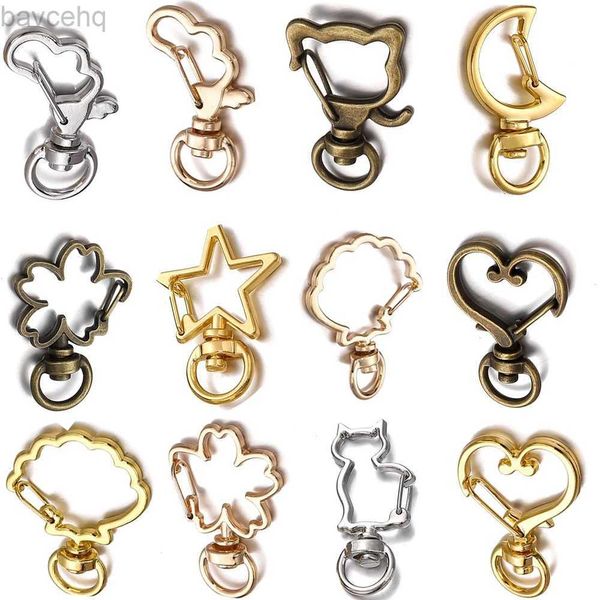 Llaves de llaves 10pcs/lote corazón gato dolphins Dolphins Charms Star Star Moon Lobster Hook para joyería de cadena de llaves de bricolaje que fabrican accesorios D240417