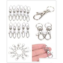 Porte-clés Longes 10pcs / lot Sier Metal Classic Porte-clés DIY Sac Bijoux Anneau Pivotant Homard Fermoir Clips Crochets Porte-clés Split Entier Dhcns