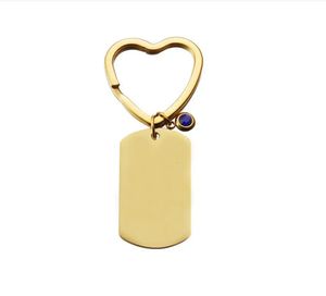 Porte-clés Longes 10 pièces miroir poli en acier inoxydable coeur porte-clés cristal Brithstone blanc barre de nom porte-clés pour bricolage nom personnalisé 231027