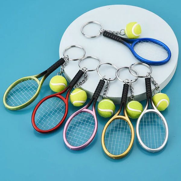 Porte-clés Longes 10 pièces Sport Mini raquette de Tennis pendentif porte-clés porte-clés porte-clés anneau Finder Holer accessoires cadeaux pour adolescent Fan 231208