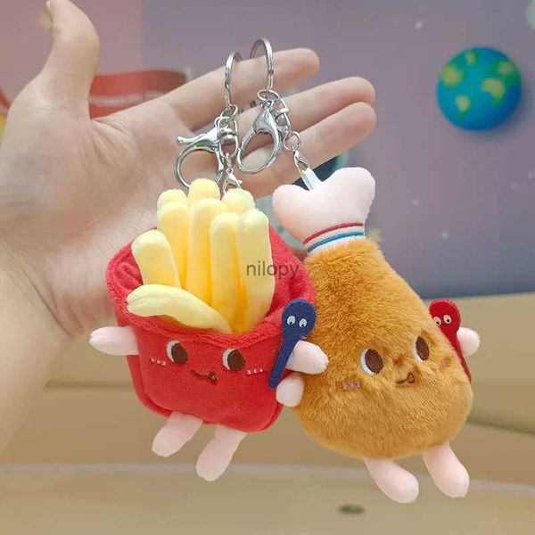 Kekains Lanyards 12cm kawaii aliments pain hamburger hot-dog frites en peluche poupée molle en peluche peluche clés pour enfants