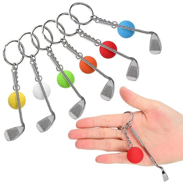 Llaveros Lanyards 12 unids Golf Ball Club Llavero Mochila ligera Colgante Llavero de coche Moda Split Keyring Titular de la llave del coche 231205