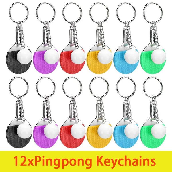 Porte-clés Longes 12 pièces porte-clés de Tennis de Table Mini porte-clés de Ping-Pong avec raquette de Tennis de Table porte-clés de sport pour sacs à dos 231205