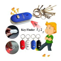 Porte-clés Longes 13 Couleurs Anti Perte Led Key Finder Locator Keychain Voice Sound Whistle Control Locators Torch Whistles Keyring Dha4I