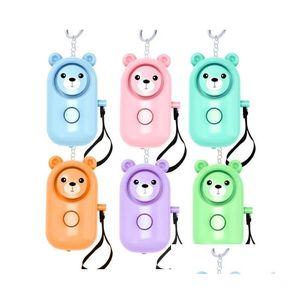 Sleutelhangers Lanyards 130Db Abs Bear Alarm Persoonlijke led-zaklamp Zelfverdediging Sleutelhangers Veiligheid Beveiligingswaarschuwingsapparaat Sleutelhanger voor W Dh3Kw