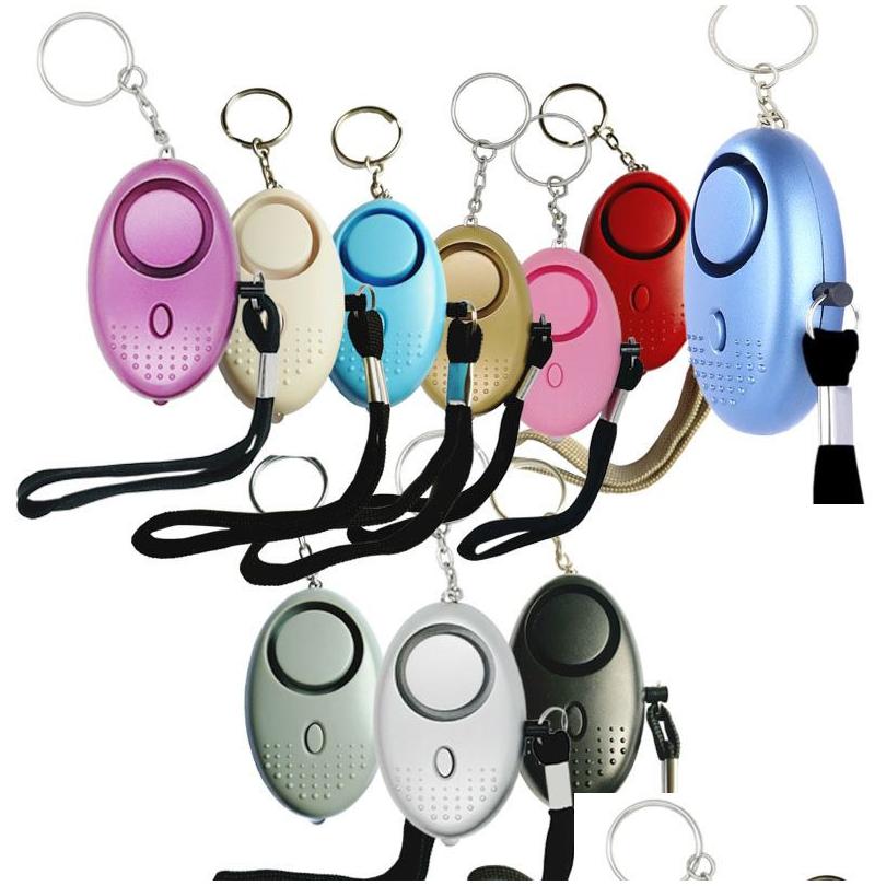 Keychains & Lanyards 130Db Egg Shape Self Defense Alarm Keychain Pendant Personalize Flashlight Personal Safty Key Chain Charm Car Ke Dhfpr
