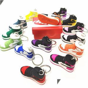 Porte-clés Longes 14 Styles 3 Pcs / Ensembles Designer Sile 3D Sneaker Ball Shirt Porte-clés Avec Boîte Rouge Hommes Femmes Chaussures De Haute Qualité Fash Dhpsj