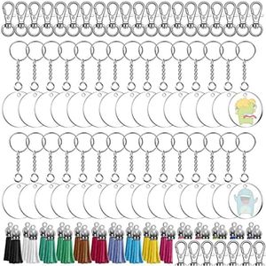 Porte-clés Longes 150Pcs Kit Effacer Acrylique Blancs Porte-clés Clips Anneaux Saut Glands Pour L'artisanat Vinyle Projets Diy Cadeau Drop Del Dhqrc