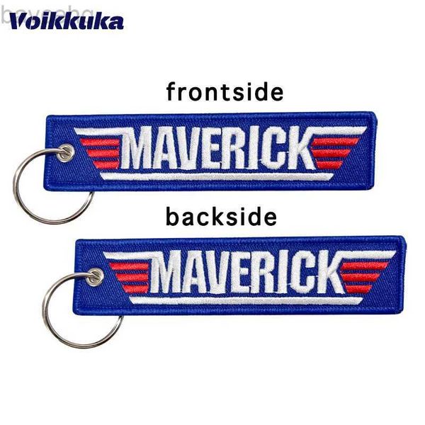 Llaves de llaves Lanyards 1pc 2pcs 3pcs 3 paquetes Venta Top Gun Maverick Ambos lados Bordado Blue Tag Keychain Accesorios de llave de motocicleta D240417