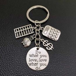 Keychains Lanyards 1pc Antique Silver Do What You Lovelove Ce que vous faites comptable Keychain Bookkeeper Key Ring Key Chains Jewelry Y240510