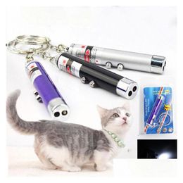 Sleutelhangers Lanyards 2 In1 Rode Laser Pointer Pen Sleutelhanger Met Witte Led Lichtshow Draagbare Infrarood Stick Grappig Plagen Katten Huisdier Speelgoed Ota4D