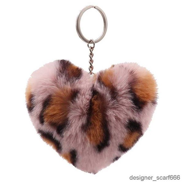 Keychains Lanyards 2020 al por mayor leopardo estampado amor peluche llavero invierno damas bolsas colgante de coches para combates