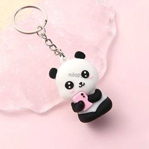 Keychains Lanyards 2023 Invelties mignon Cartoon couple panda keychain Pendant Car Sac Clé pour femmes Bijoux Cadeau