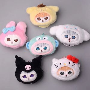 Sleutelhangers Lanyards 20 PiecesLot Kawaii Haai Kat Pluche Poppen Cartoon Schattige Kleine Hanger Rugzak Geschenken Munt Tas Voor Kinderen Vriendinnen 231218