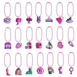 Keychains Lanyards 21pcs dessin animé Perle Perle Rose Charme clé Anneuse Hangage de la chaîne suspendue Accessoires pour sacs Bracelet Chaussures Bracelet Dro Otvix