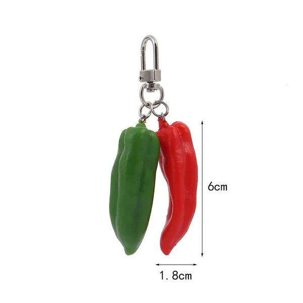 Porte-clés Longes 24pcs / lot rouge et vert piment porte-clés créatif alimentaire légumes cloche poivre pvc sac porte-clés pendentif bijoux acces dhlem