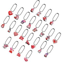 Keychains Lonyards 24pcs Série Valentin Series Keychain Coeur romantique clé Ball Ball Perle Cartoon Fashion Keyrings Charms Car pour Wome Otyr5