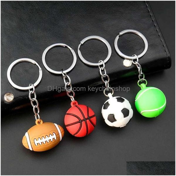 Porte-clés Longes 2pcs 1pc Fans de sport Porte-clés Football Basketball Pendentif Clé Porte-clés Lucky Hip Hop Chaînes pour sac Hommes Drop Deliv Dh5Ae