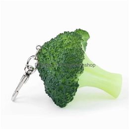 Sleutelhangers Lanyards 2 stuks creatieve broccoli groenten sleutelhanger voedsel model leuk kinderspeelgoed sleutel portemonnee hanger geschenken R231005 Drop D Dhdil