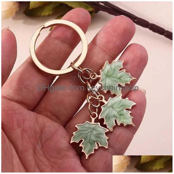 Porte-clés Longes 2pcs nouvelle mode feuille d'érable porte-clés émail plante porte-clés pour femmes hommes pendentifs artisanat accessoires R231005 Dr Dhzfp