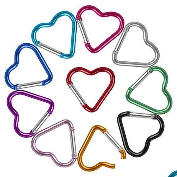 Porte-clés Longes 2pcs / Set Heart-shed Aluminium Mousqueton Porte-clés Clip Porte-clés extérieur Crochet Bouteille d'eau Suspendue Kit de voyage AC DHD9U