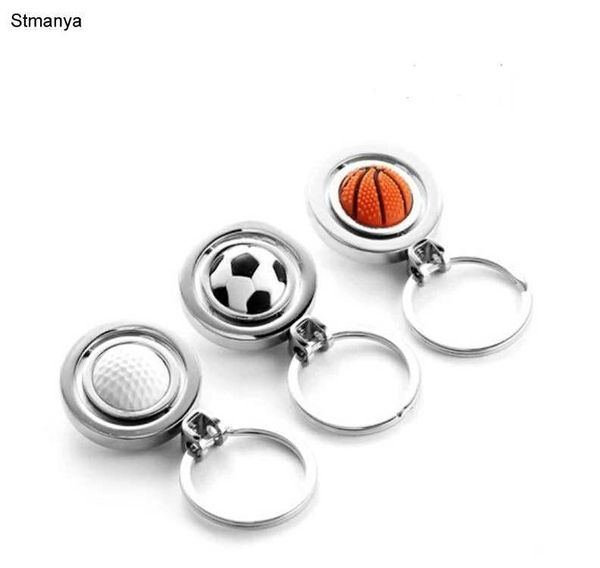 Keychains Lanyards 3 Rotation de la desseurs de football Métalcèle Keychain Golf Basketball Car Key Chain Ring Pendentif pour homme Femmes Gift Bijoux # 17122 Q240403