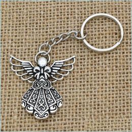 Keychains lanyards 30 stks diy accessoires materiaal antieke sier zink legering angel band keten sleutelring reisbeveiliging sieraden druppel d dhwni