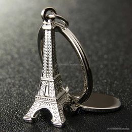 Keychains Lanyards 3d Eiffeltoren Keyring Pack Charmante metalen auto Keychain Paris Paris Tourist Souvenir paar vriend Gift Fashion sieraden Decoratie Q240403