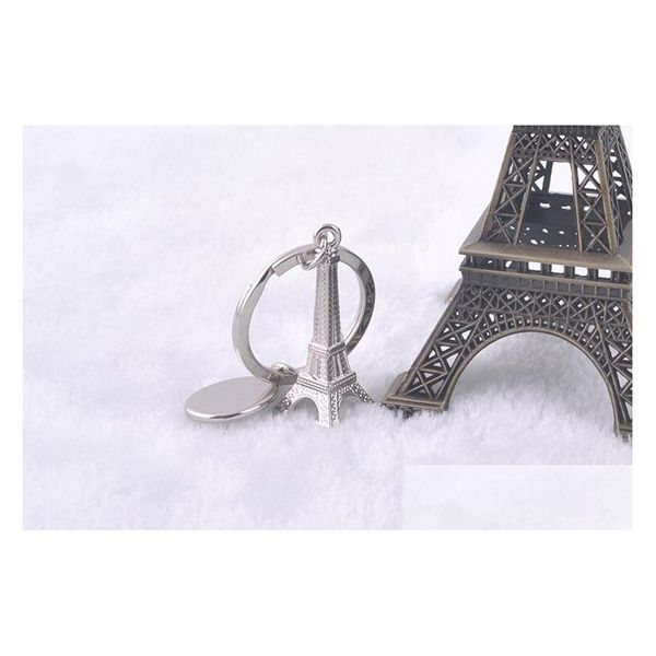 Llaveros Cordones 3D Metal Simation Torre Eiffel Llavero Recuerdo francés París Llavero Titular Llavero Entrega de gota Moda Ac Dhywl