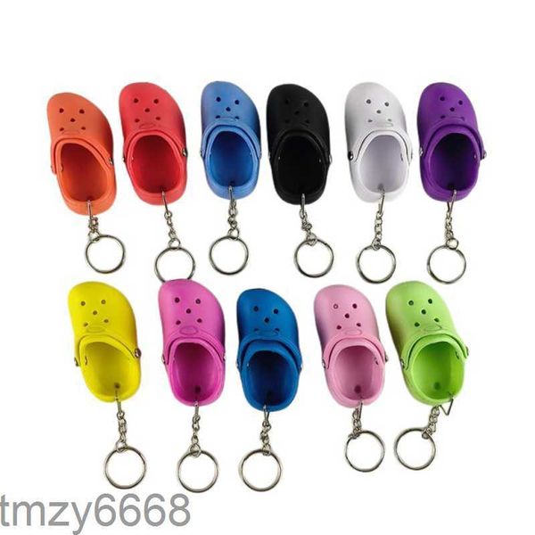 Porte-clés Longes 3D Mini chaussure porte-clés chaussures Srocs porte-clés sabot sandale fête faveurs chaînes mignon Eva plastique mousse trou sandales pantoufles 11 couleurs 3JS9