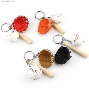 Llaveros Cordones 3D PU Colorido Mini Guante de Béisbol Llavero de Bate de Madera Llavero de Coche Deportivo Llavero Llavero Regalo Para Mujeres Hombres Regalo 11 cm 1 Pieza Q240201