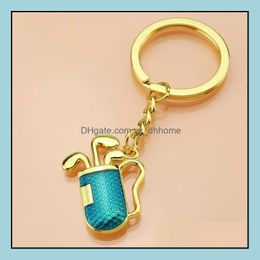 Keychains Lanyards 4 kleuren Golf Keychain Leuke 2D Simation Golfss Club Ball Tube Key Ring Golf Druppel Delivering Fashion Accessor DHE2A